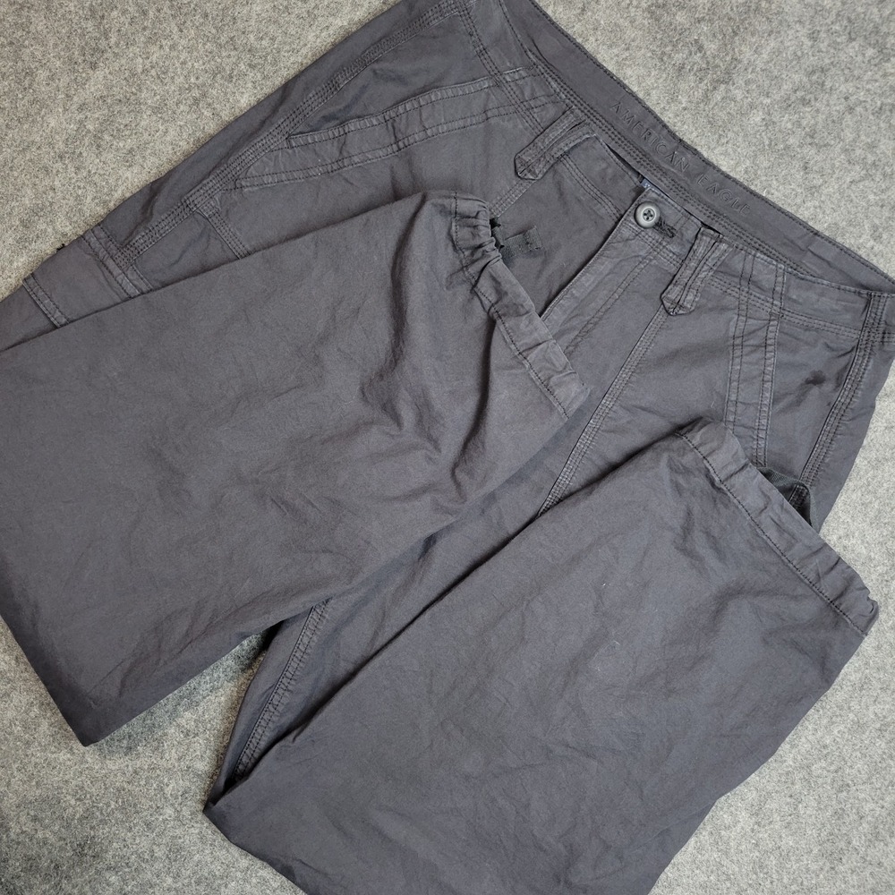 American Eagle Pants Womens 12R Gray Baggy Jogger Stretch Tapered Y2K Streetwear
